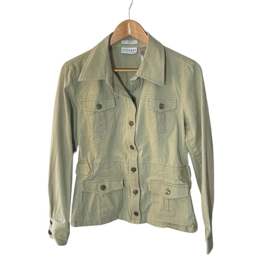 Y7- Liz Claiborne Stretch green kaki jacket villager 10